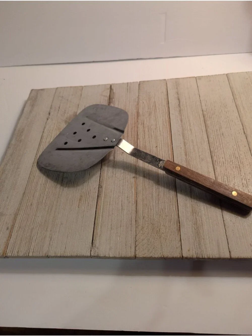 Vintage Warco Stainless Steel Wide Slotted Flipper Lifter Spatula